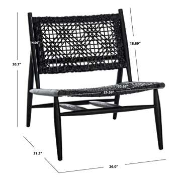 Safavieh Home Bandelier Black and Black Leather Weave Accent Chair