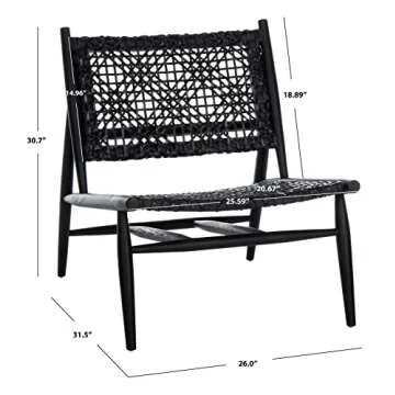 Safavieh Home Bandelier Black and Black Leather Weave Accent Chair