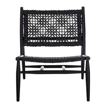 Safavieh Home Bandelier Black and Black Leather Weave Accent Chair