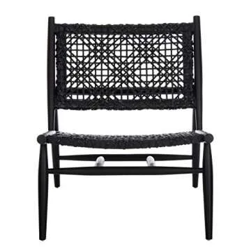 Safavieh Home Bandelier Black and Black Leather Weave Accent Chair