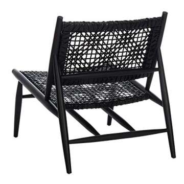 Safavieh Home Bandelier Black and Black Leather Weave Accent Chair