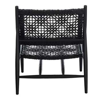 Safavieh Home Bandelier Black and Black Leather Weave Accent Chair