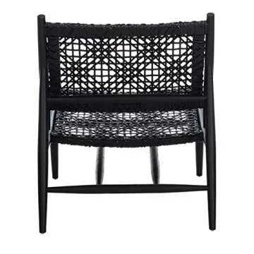 Safavieh Home Bandelier Black and Black Leather Weave Accent Chair