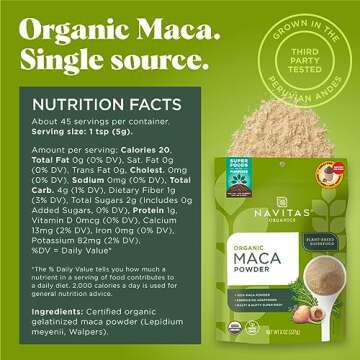 Navitas Organics Maca Powder, 8 oz. Bag, 45 Servings — Organic, Non-GMO, Low Temp-Dried Gluten-Free