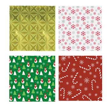 WesGen Christmas Gift Bags, 40Pcs Santa Wrapping Gift Bag in 4 Sizes and 4 Designs, with Ribbon Ties and Tags