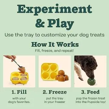 Woof Pupsicle and Treat Tray - Long-Lasting Interactive Dog Toys for Boredom and Silicone Treat Mold for Dog Treats - Reusable, Dishwasher Safe - Dog Toys for Large Dogs 25-75 lbs
