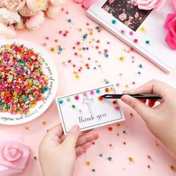 Tinideya 1500 Pcs Mini Natural Dried Flowers for Resin Crafts Little Star Colorful Dried Flowers Hea...