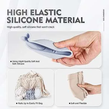 MarcZero 11Pcs Silicone Beach Toys,Modern Baby Beach Toys,Travel Friendly Beach Set,Silicone Bucket, Shovel, 8 Sand Molds, Beach Bag,Silicone Sand Toys for Toddlers, Kids (Begie)