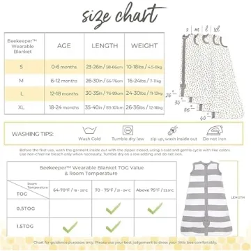 Burt's Bees Baby Unisex Beekeeper Blanket, 100% Organic Cotton, Swaddle Transition Sleeping Bag Wearable, Rugby Stripe Heather Grey, Medium US