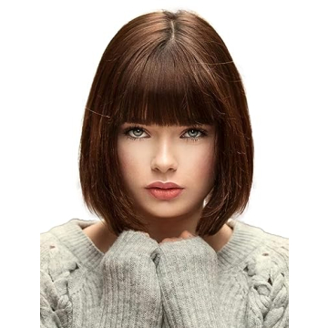 Bopocoko Brown Wigs for Women Velma Costume 12'' Short Brown Bob Wig with Bangs Natural Cute Soft Wi...