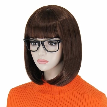 Bopocoko 12'' Short Brown Bob Wig for Party and Costume