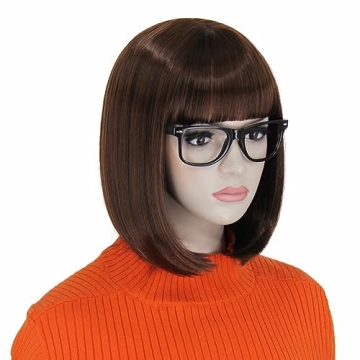 Bopocoko 12'' Short Brown Bob Wig for Party and Costume
