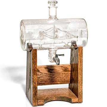 Bourbon Whiskey Decanter - 1150ml Liquor Dispenser for Rum, Vodka, Wine, Whiskey, Etc- Sailing/Boati...