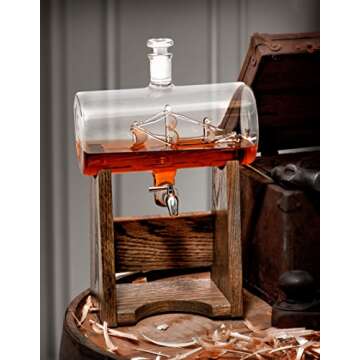 Bourbon Whiskey Decanter - 1150ml Liquor Dispenser for Rum, Vodka, Wine, Whiskey, Etc- Sailing/Boating Gifts for Men and Women, Nautical Decor Newlywed Gift, Unique Bourbon Gifts (Prestige Decanters)