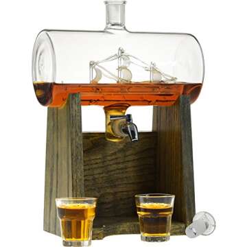 Bourbon Whiskey Decanter - 1150ml Liquor Dispenser for Rum, Vodka, Wine, Whiskey, Etc- Sailing/Boating Gifts for Men and Women, Nautical Decor Newlywed Gift, Unique Bourbon Gifts (Prestige Decanters)
