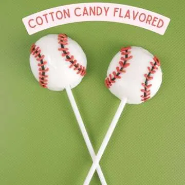 Baseball Lollipops, Individually Wrapped Sports Suckers, Cotton Candy Flavored, Team Party Favors, 24 Count Box, 10.16 Ounces