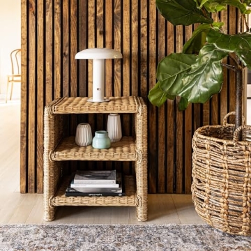Stylish Coastal Rattan/Wood End Table for Every Space