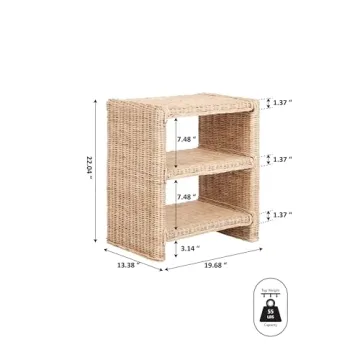 Stylish Coastal Rattan/Wood End Table for Every Space