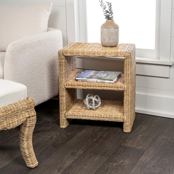 Stylish Coastal Rattan/Wood End Table for Every Space