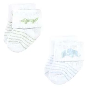 Luvable Friends Unisex Baby Newborn and Baby Terry Socks, Safari, 0-6 Months