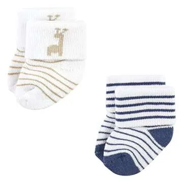 Luvable Friends Unisex Baby Newborn and Baby Terry Socks, Safari, 0-6 Months