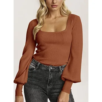 Imily Bela Square Neck Long Sleeve Sweater for Women
