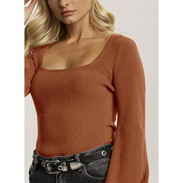 Imily Bela Square Neck Long Sleeve Sweater for Women