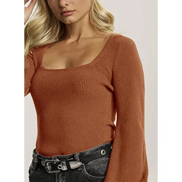 Imily Bela Square Neck Long Sleeve Sweater for Women