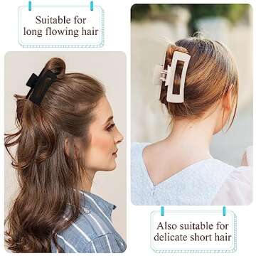 8 Pcs Hair Claw Clips, 5 Square Matte Clips and 3 Metal Non-Slip Strong Hold Claws for Women