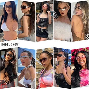 GUVIVI Futuristic Wrap Around Y2K Sunglasses for All