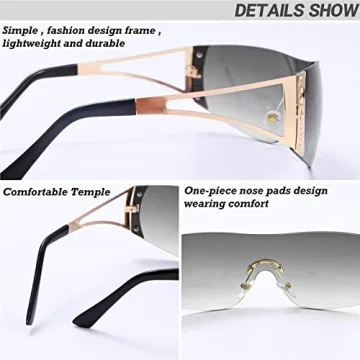 GUVIVI Futuristic Wrap Around Y2K Sunglasses for All