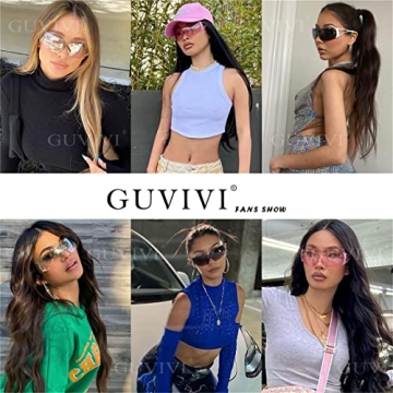 GUVIVI Futuristic Wrap Around Y2K Sunglasses for All