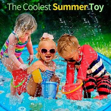 Splash Pad for Kids, Upgraded 68'' Summer Outdoor Water Toys Sprinkler for Kids Splash Pad Play Mat & Wading Pool for Fun Games Learning Party 1-12 Years Old Boys Girls