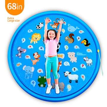 Splash Pad for Kids, Upgraded 68'' Summer Outdoor Water Toys Sprinkler for Kids Splash Pad Play Mat & Wading Pool for Fun Games Learning Party 1-12 Years Old Boys Girls