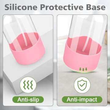 Rionisor Glass Spray Bottles with Silicone Sleeve Protection, Empty 16 oz Refillable Containers, Reusable Spray Bottles with Adjustable Nozzle for Hair, Cleaning Solutions, 1 Pack Pink