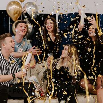 PrimePure Confetti Cannon Party Poppers - Gold Stars Confetti Poppers - 6 Pack - Bulk Party Cannon S...