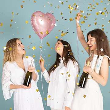 PrimePure Confetti Cannon Party Poppers - Gold Stars Confetti Poppers - 6 Pack - Bulk Party Cannon Shooters Gun for Wedding, Birthdays, Celebrations