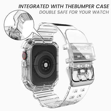 Clear Watch Band for Apple Watch 38mm 40mm 41mm Jelly Crystal Bumper Case Band for Women Men Compati...