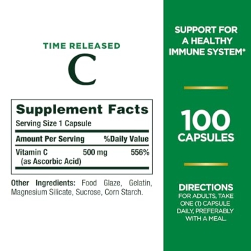 Nature's Bounty Vitamin C Capsules for Immune Support