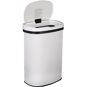 13 Gallon Touch-Free Automatic Sensor Trash Can - 50 Liter with Lid in Elegant White