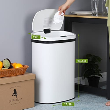 13 Gallon Touch Free Stainless Steel Garbage Can