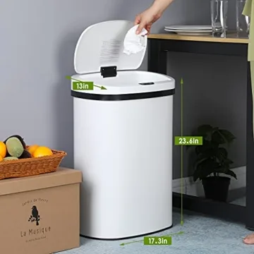 13 Gallon Touch Free Stainless Steel Garbage Can