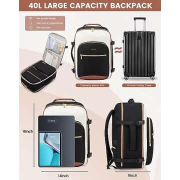 LOVEVOOK 40L Travel Backpack for Airplanes - Stylish Carry-On