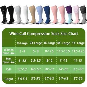 LEVSOX Plus Size Compression Socks for Women&Men Wide Calf 15-20 mmHg Knee High Extra Large Calf Support Socks for Nurse, Medical, Travel, Black, Grey, White