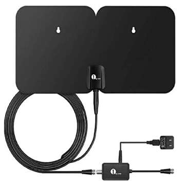 1byone Waterproof HDTV Antenna - Amplified Digital Indoor/Outdoor Antenna with 26ft Coaxial Cable fo...
