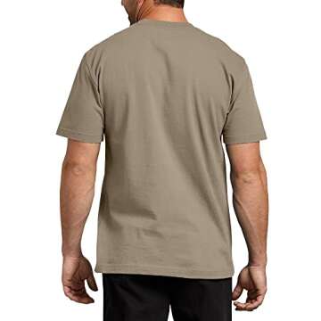 Dickies mens Heavyweight Crew Neck Short Sleeve Tee Henley Shirt, Desert Sand, Large US
