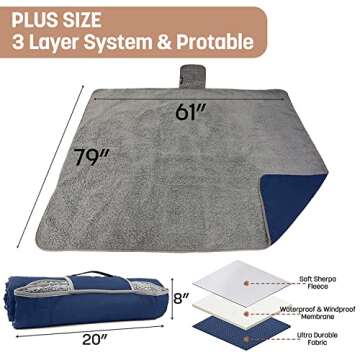 Tirrinia Waterproof Blanket with Sherpa Lining for Outdoor Fun