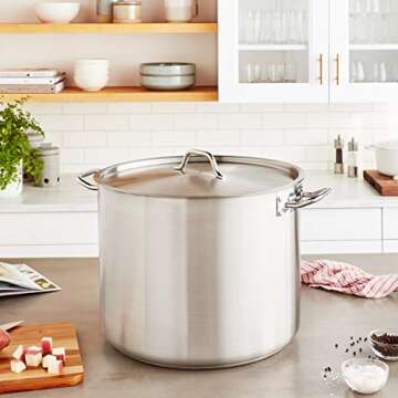 Winco Heavy-Duty Stainless Steel Stock Pot with Cover, 60 Quart