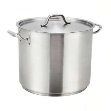 Winco Heavy-Duty Stainless Steel Stock Pot with Cover, 60 Quart