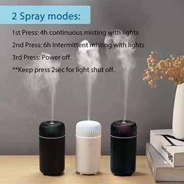 Car Diffuser Humidifier USB Aromatherapy Essential Oil Diffuser Car Air Freshener Diffuser USB Cool Mist Mini Portable Diffuser for Car Home Office Bedroom (Black)